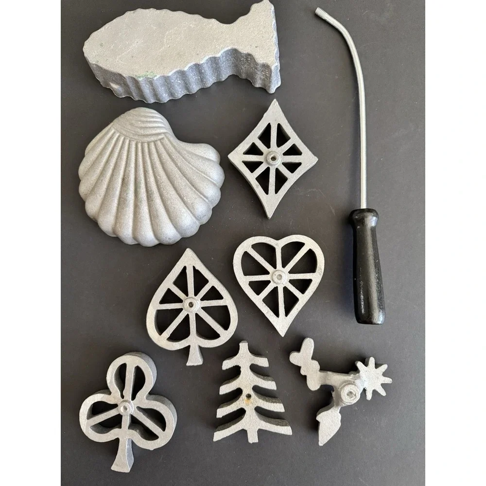 Vintage Hirco Sea Food Shell Waffle Molds 9‎ Pieces